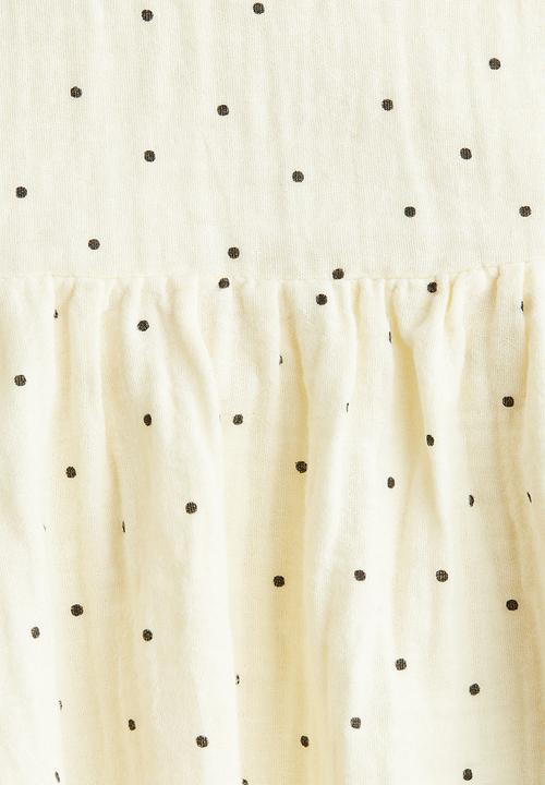 H&M - Cotton muslin dress - light yellow spotted
