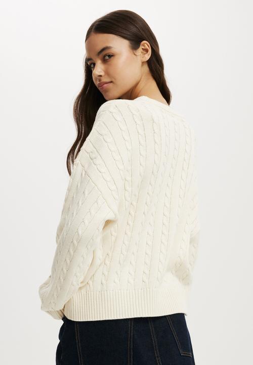 Cotton On - Cotton crew neck pullover-porcelian cable