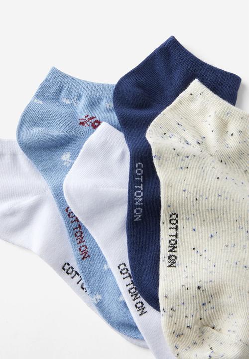 Rubi - 5Pk Ankle Sock - Blue Floral Mix