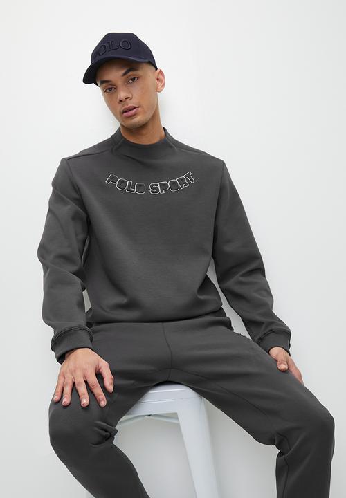 POLO - Men Sport Ls High Collar Sweat Top - Charcoal