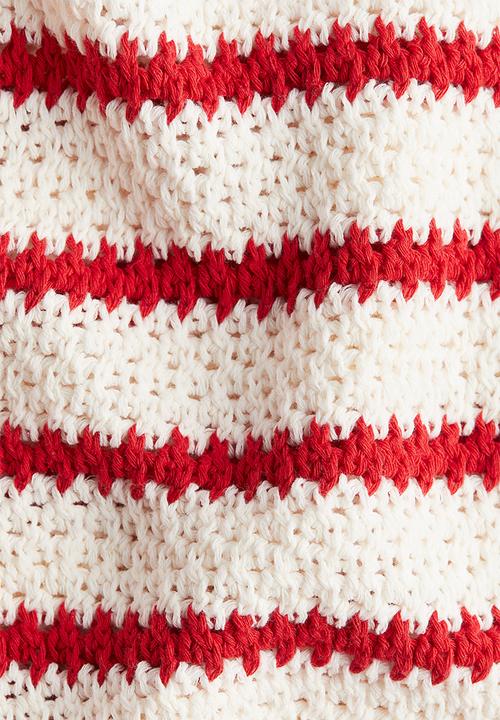 H&M - Textured-knit cardigan - white & red striped