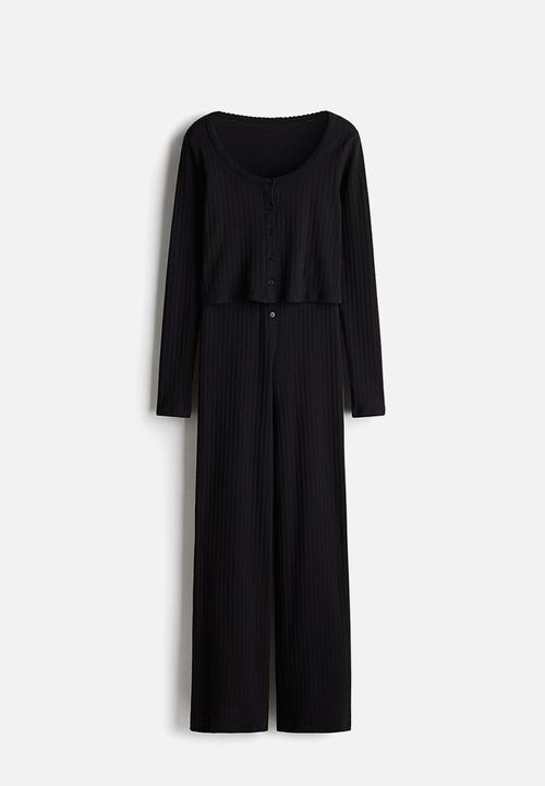 H&M - Pointelle cotton pyjamas - black