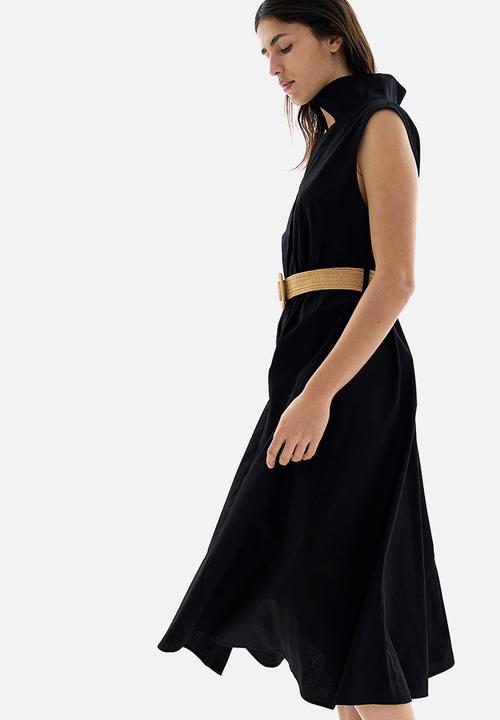 H&M - Belted cotton shirt dress - black