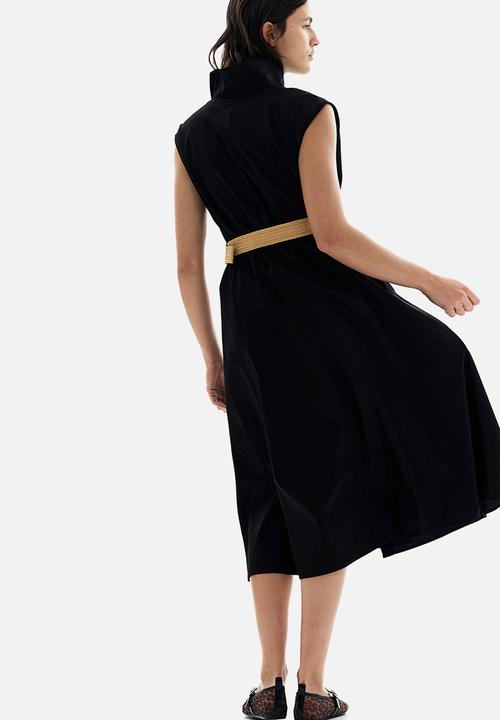 H&M - Belted cotton shirt dress - black