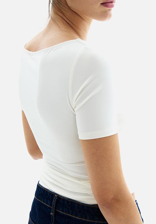 H&M - Boat-neck microfibre top - cream