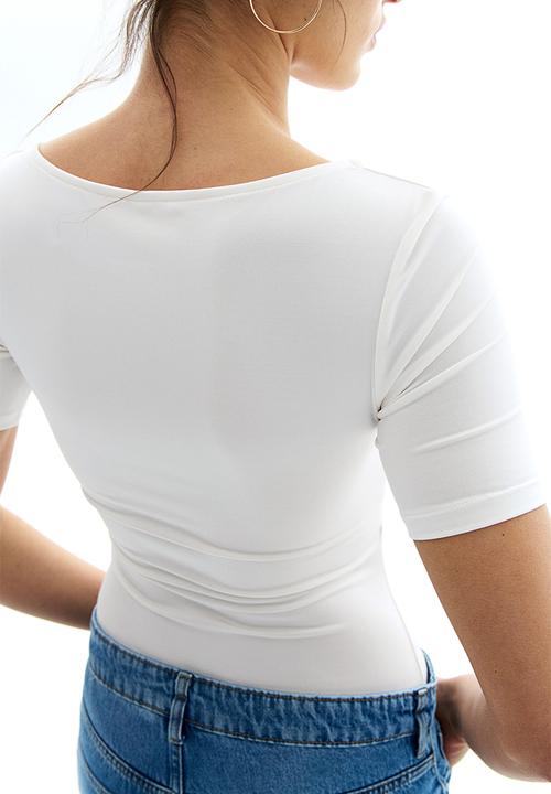 H&M - Square-neck thong body - white