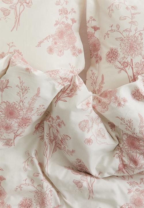 H&M - Cotton sateen double duvet cover set - pink floral
