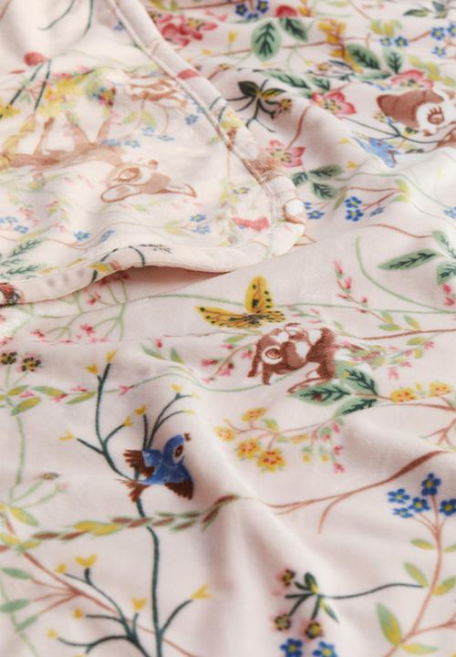 H&M - Patterned velour blanket - light beige/bambi
