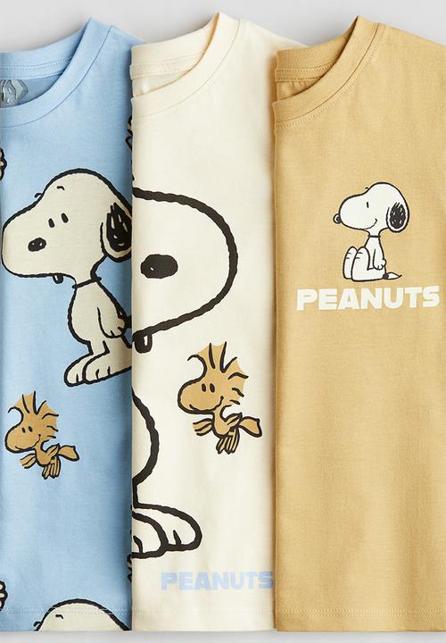 H&M - 3 pack printed t-shirts - dusty yellow snoop