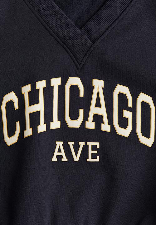 H&M - V-neck sweatshirt - navy blue chicago ave