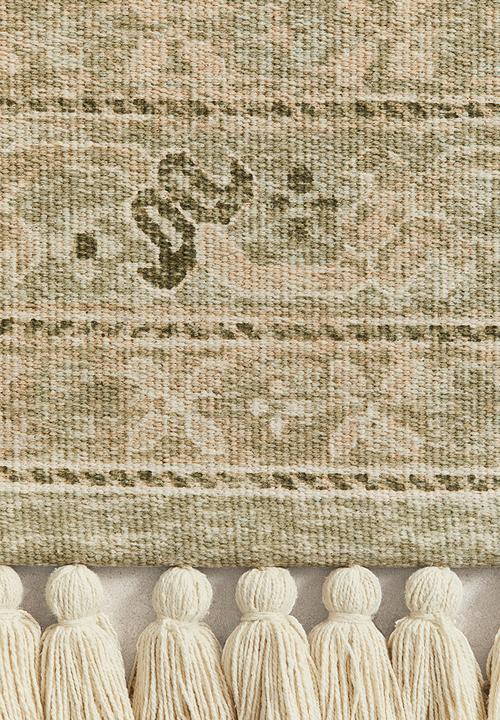 H&M - Fringed patterned rug - light dusty green patterned