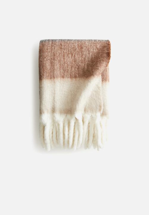 H&M - Patterned wool-blend blanket - brown striped