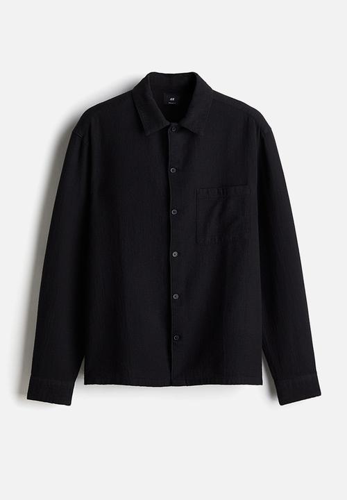 H&M - Regular fit textured shirt - black