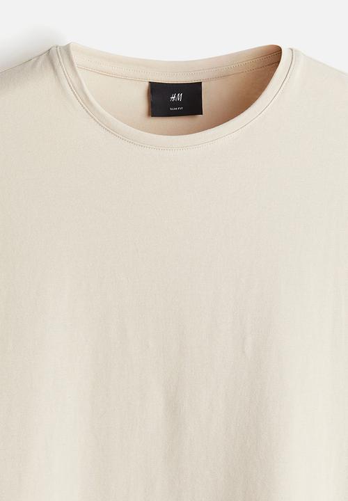 H&M - Slim fit round-necked t-shirt - light beige