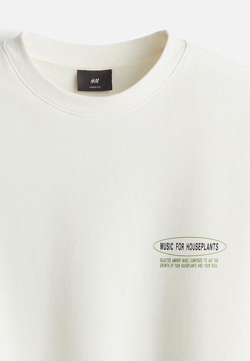H&M - Loose fit printed sweatshirt - white plants