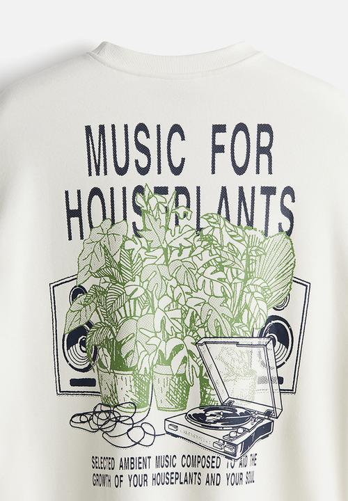 H&M - Loose fit printed sweatshirt - white plants