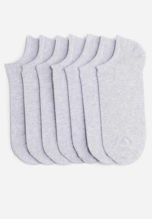 H&M - 7 pack trainer socks - light grey marl