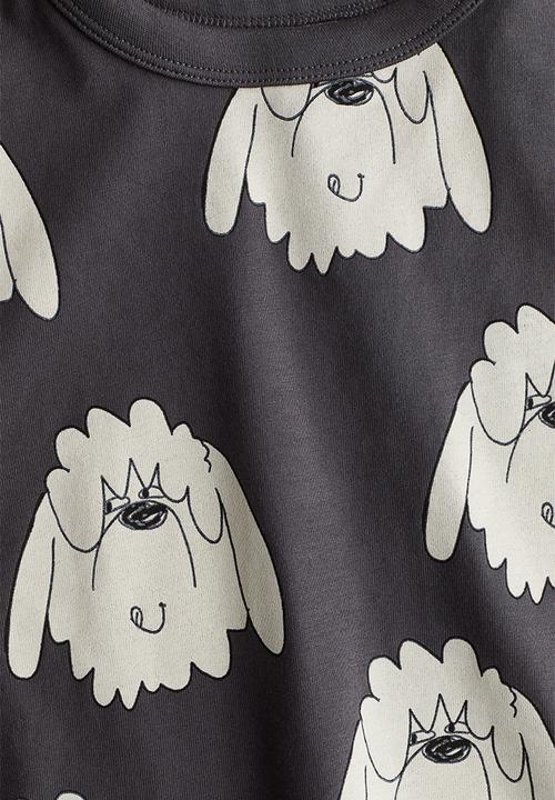 H&M - Long-sleeved jersey top - dark grey dogs