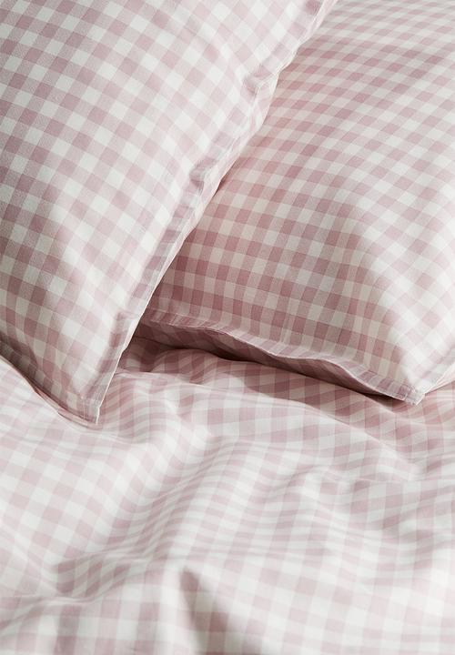 H&M - Patterned double/king size duvet cover set - pink gingham check