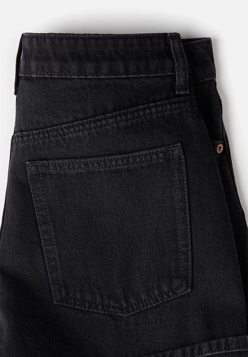 H&M - High-waisted denim shorts - dark grey