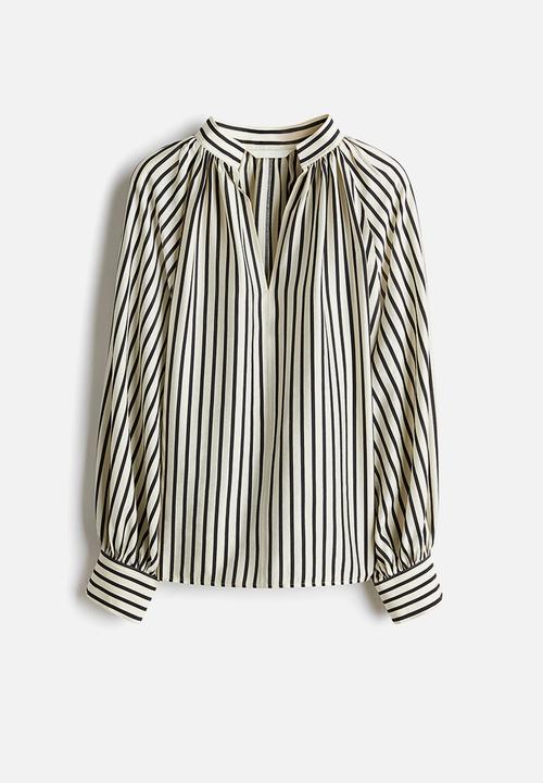 H&M - Oversized blouse - cream striped 