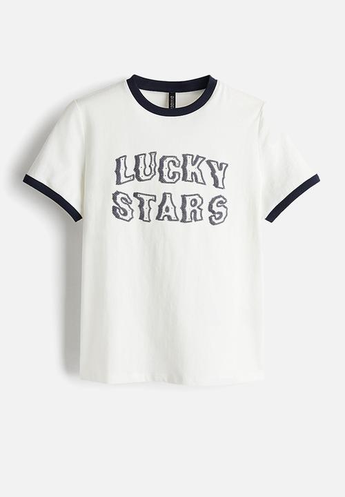 H&M - Printed t-shirt - cream lucky stars