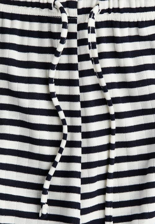 H&M - Wide drawstring trousers - navy blue striped