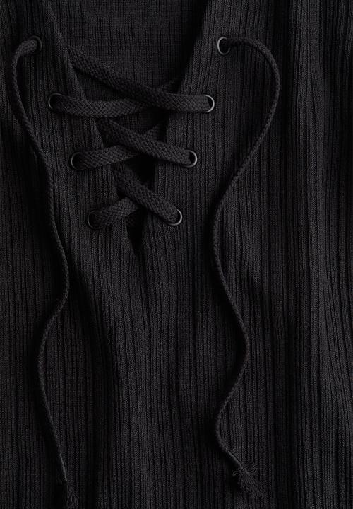 H&M - Lacing-detail bodycon dress - black