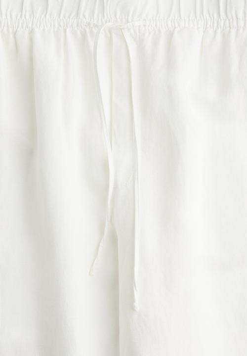 H&M - Linen-blend drawstring trousers - white