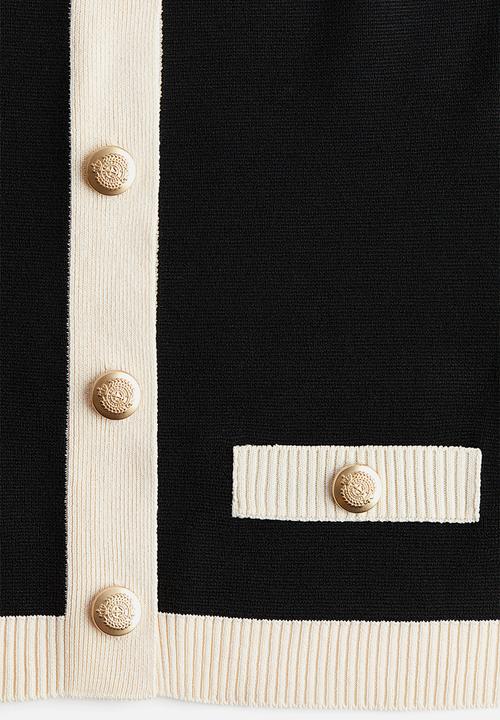 H&M - Fine-knit cardigan - black & cream