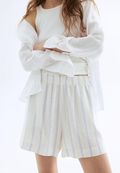 H&M - Linen-blend shorts - white striped