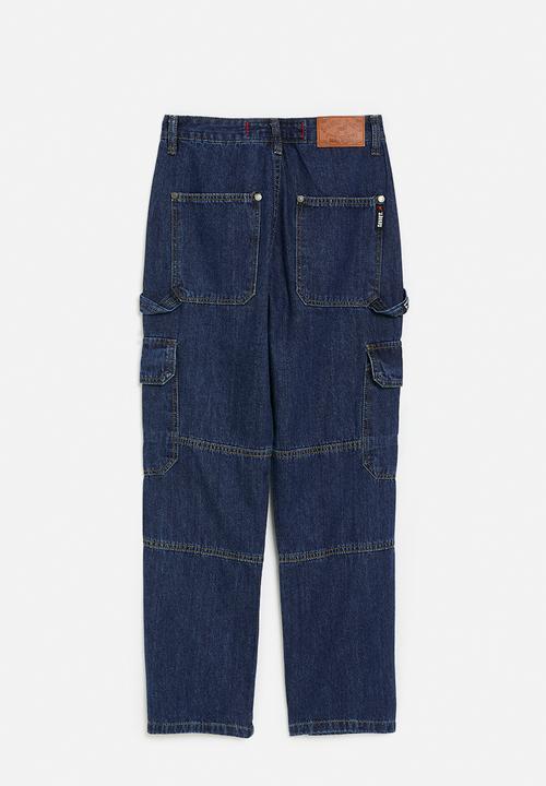 SOVIET - Boys Oversized Cargo Denim - Dark Indigo