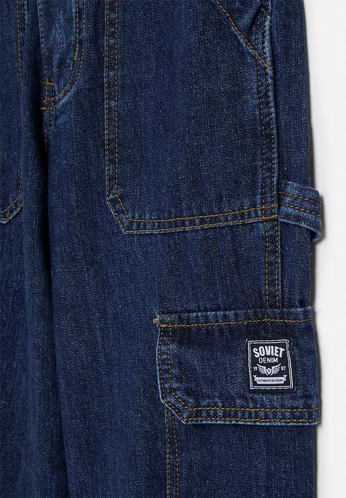 SOVIET - Boys Oversized Cargo Denim - Dark Indigo