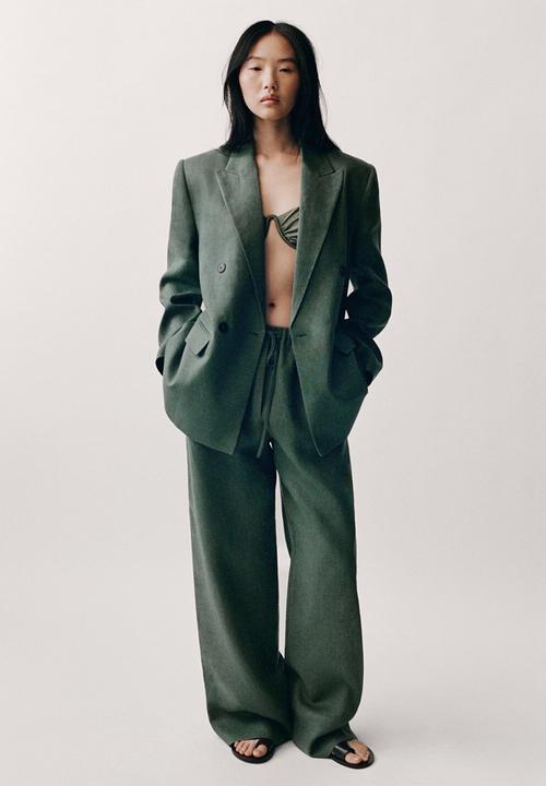 MANGO - Trousers Musgo - Medium Green