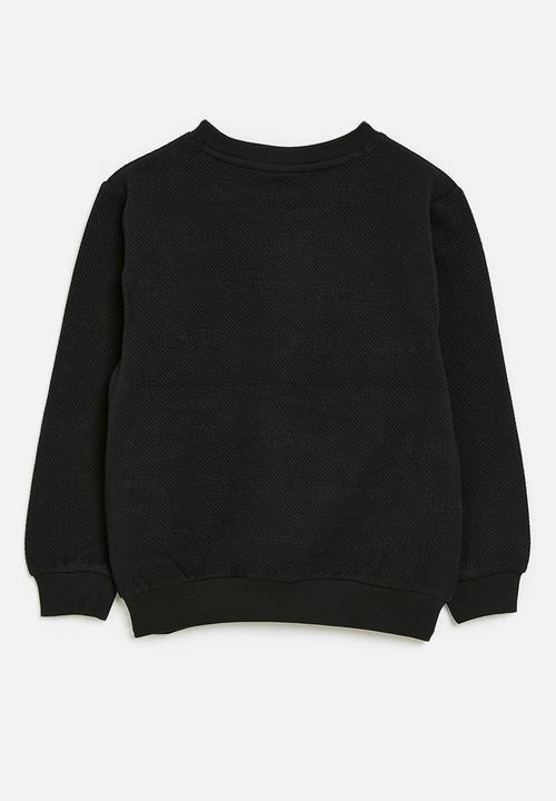 Converse - Converse novelty logo texture crew neck - black