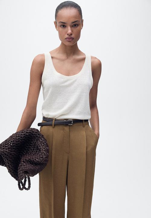 MANGO - Trousers Moskito - Green