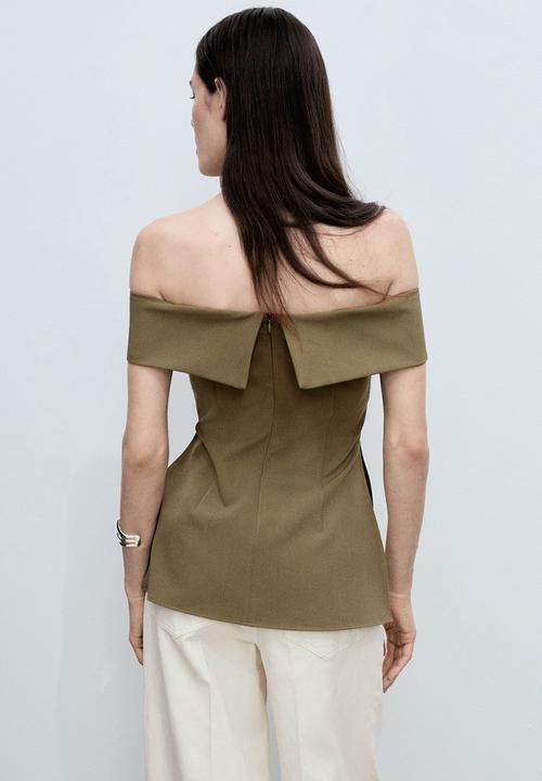 MANGO - Top Box - Khaki