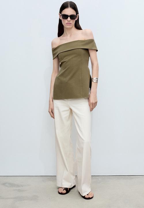 MANGO - Top Box - Khaki