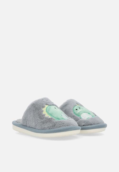 Pop Candy - Dino applique slippers - blue