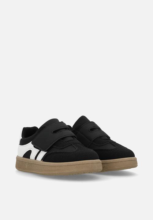 Pop Candy - Adjustable strap fastener sneakers-black & white