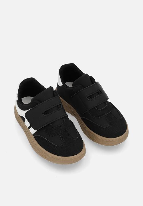 Pop Candy - Adjustable strap fastener sneakers-black & white