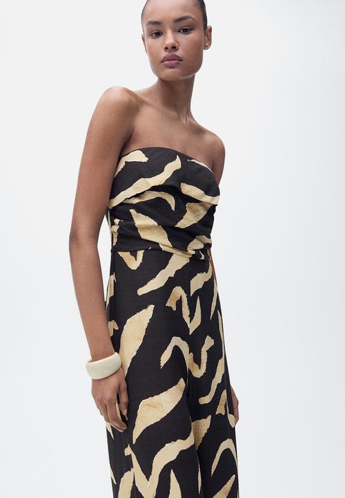 MANGO - Jumpsuit Plumas - Black