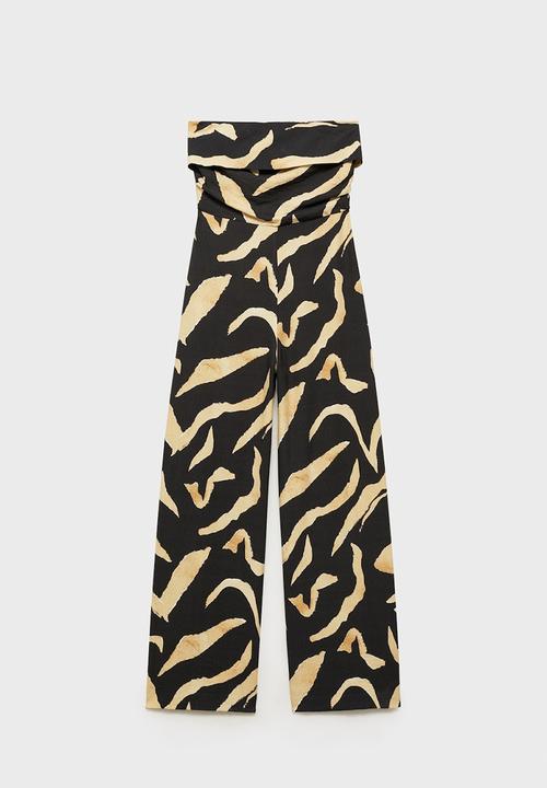 MANGO - Jumpsuit Plumas - Black
