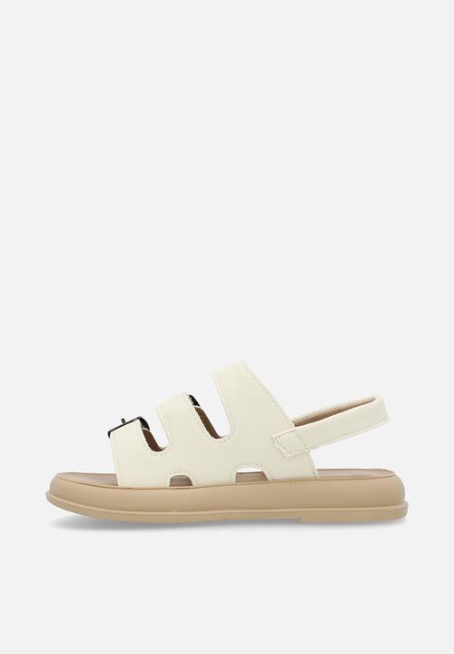 Pop Candy - Twin strap buckle sandal - ecru