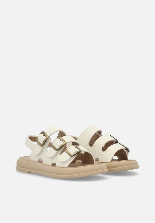 Pop Candy - Twin strap buckle sandal - ecru