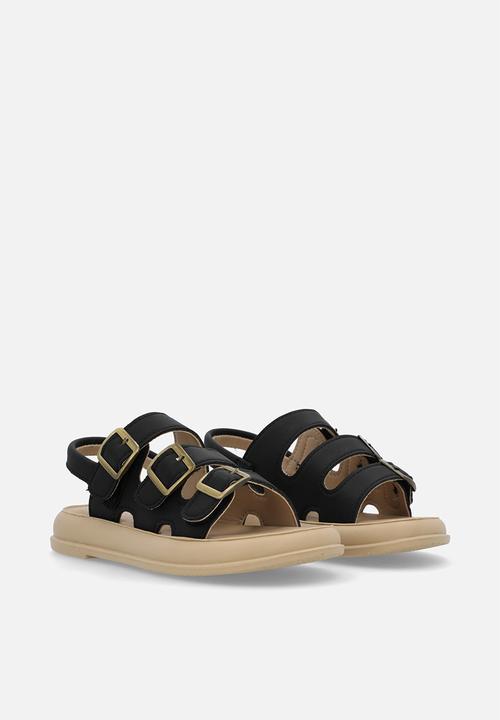 Pop Candy - Twin strap buckle sandal - black