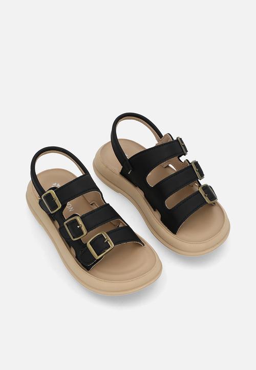 Pop Candy - Twin strap buckle sandal - black