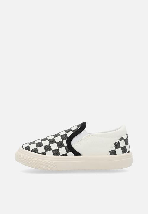 Pop Candy - Checker board slip on sneakers-black & white