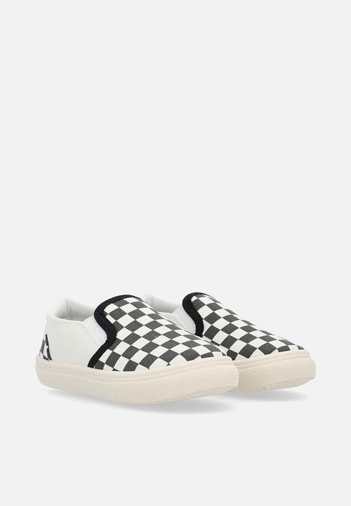 Pop Candy - Checker board slip on sneakers-black & white