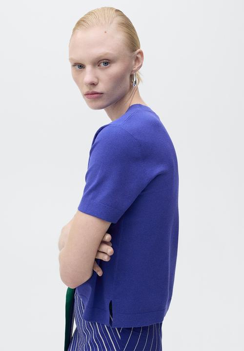 MANGO - Sweater Blanche - Medium Blue